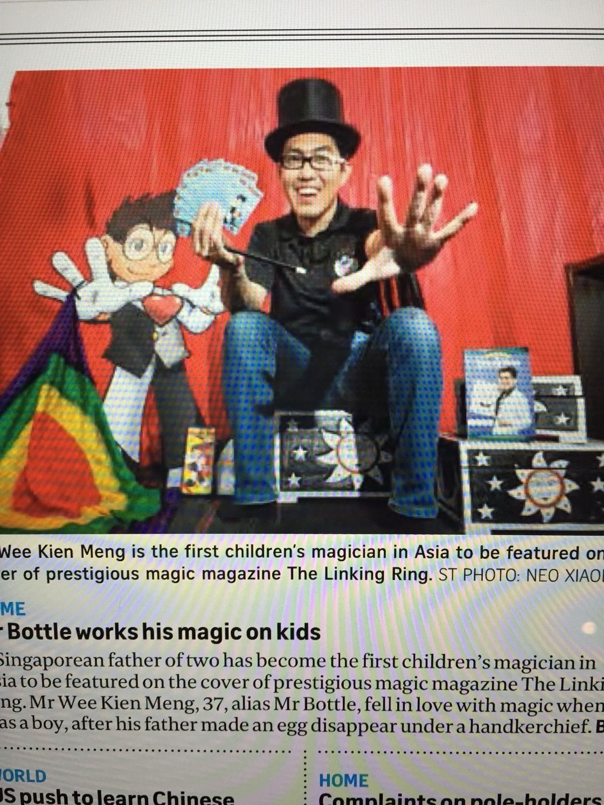 Mr Bottle on the Straits Times